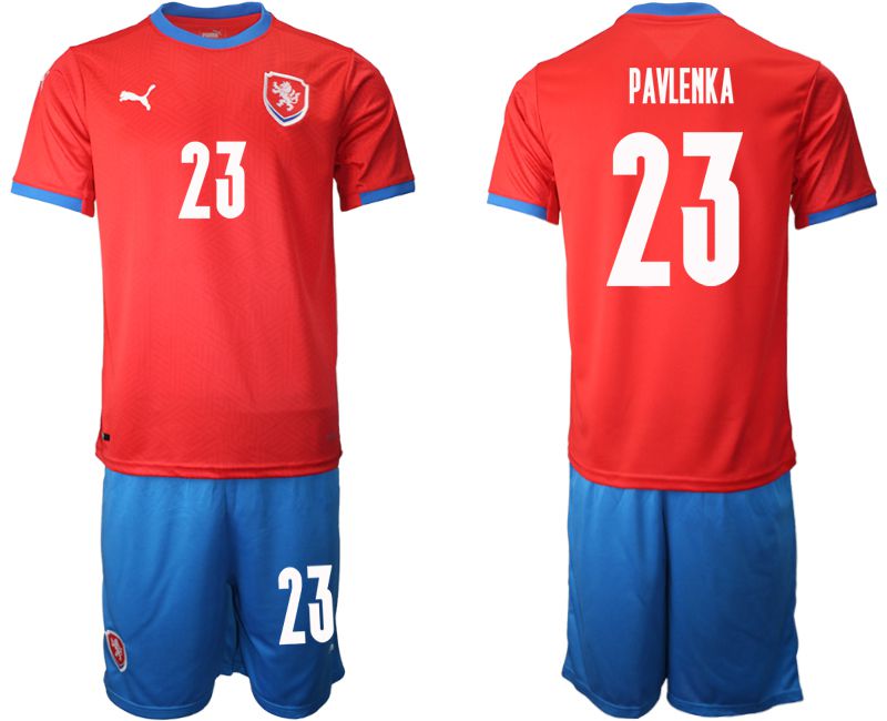 Men 2020-2021 European Cup Czech Republic home red #23 Soccer Jersey